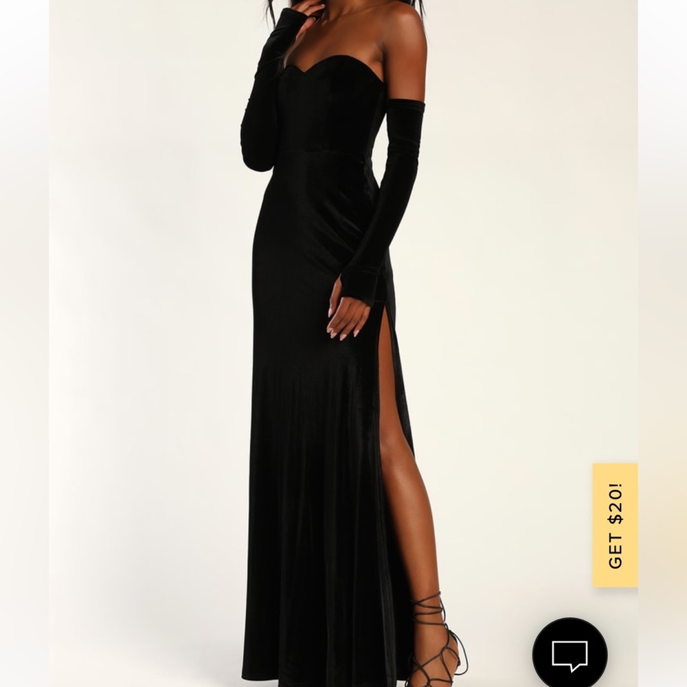 Lulu’s Black Velvet Formal Dress Set